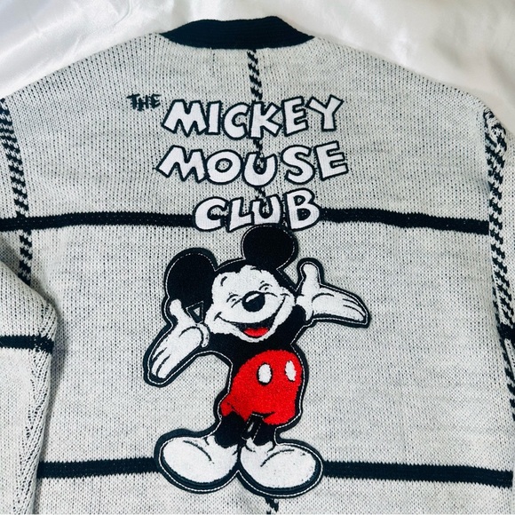 Disney Mickey Mouse Club Mouseketeers Cardigan SZ M Grayscale Black Sweater - Picture 9 of 11